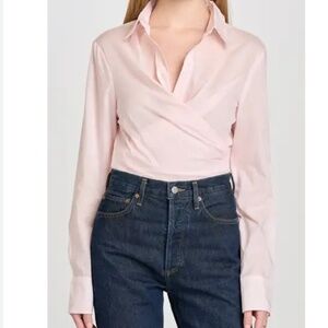 WAYF Amelie Tie Waist Cotton Button-Up Shirt